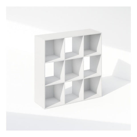 Furinno PELLI Book Shelf, 9-Cube Bookshelf, Cube Storage Organizer Bookcase, 11.7 x 35.3 x 35.4, for Living Room, Bedroom, Home Office, White