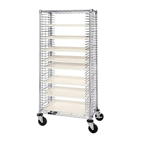 Quantum Storage Systems TC-39 Modular Tray Side-Load Wire Cart, 39 Trays Capacity, Chrome Finish, 18" W x 30" L x 69" H
