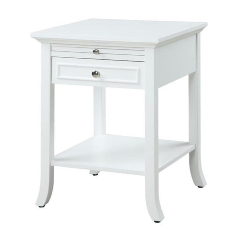Convenience Concepts American Heritage Logan 1 Drawer End Table with Pull-Out Shelf, White, 18 in x 18 in x 24 in