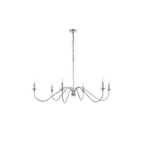 Living District Rohan 54" 6-Light Metal Chandelier in Polished Nickel