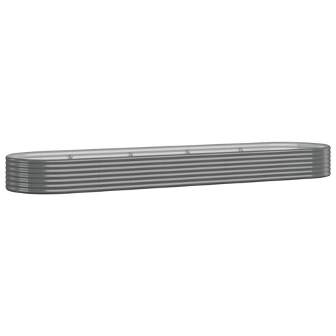 vidaXL Outdoor Raised Bed, Gray Garden Planter, Powder-Coated Steel 155.9"x39.4"x14.2", DIY Assembly, Oval Shape