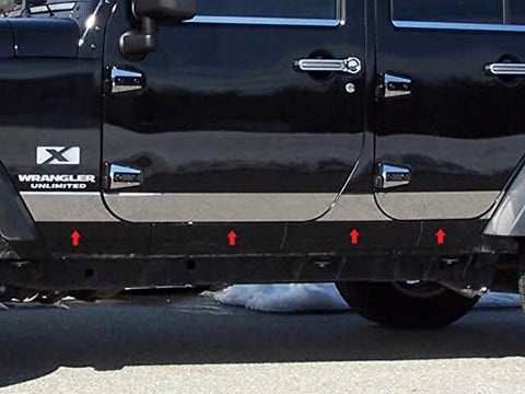 QAA is Compatible with 2007-2018 Jeep Wrangler JK 10 Piece Stainless Rocker Panel Trim, Lower Kit, 3.75" Width, On The Bottom of The Doors TH47086