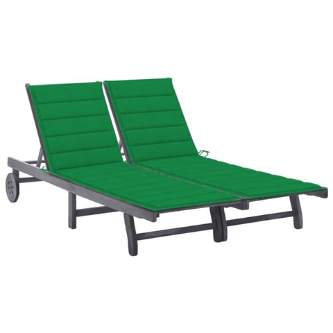 vidaXL Solid Acacia Wood 2-Person Patio Sun Lounger with Cushion Garden Outdoor Terrace Beach Wooden Sun Day Lounge Bed Seating Seat Furniture Gray