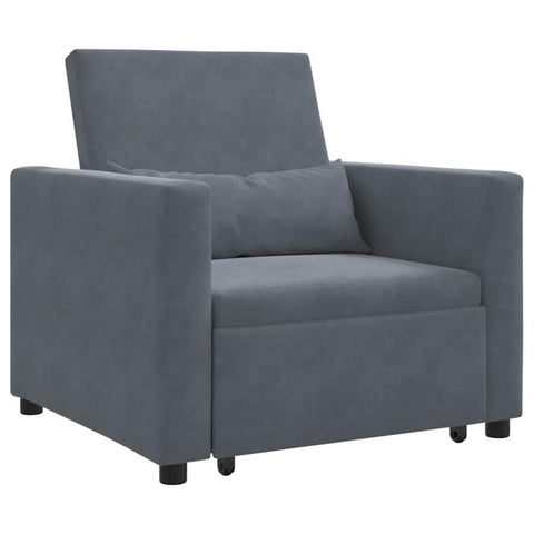 vidaXL Single Sofa Bed Reclining Dark Gray 90 x 165 x 87 cm Velvet, Chic Living Room Sofa, Versatile & Stylish, Adjustable Backrest, Space-Saving, Perfect for Guests!
