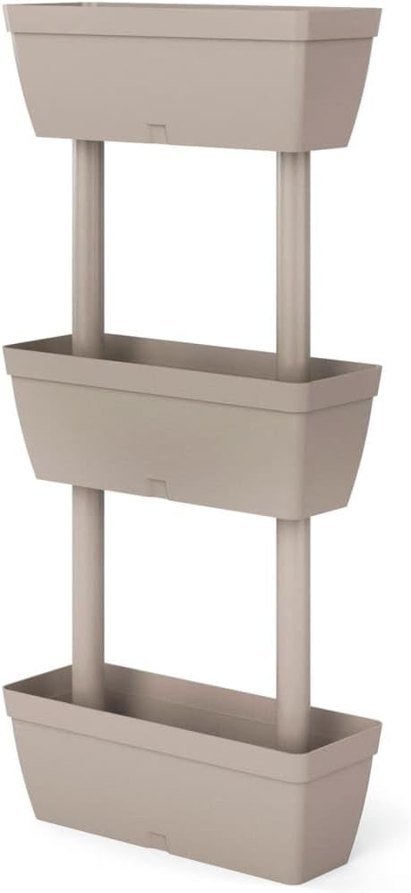 vidaXL Flower Box 3 Pcs, Vertical Garden Planter, Standing Garden Bed Planter Box for Growing Vegetables Flowers Herbs, Plant Pot, Taupe