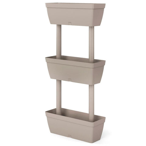 vidaXL - Robust Outdoor Garden Planters, Weatherproof and UV- Terrace/Balcony Pot, Stackable Planter System with DIY Expandability, Taupe Garden Pot (3 pcs, 39.4 inch)