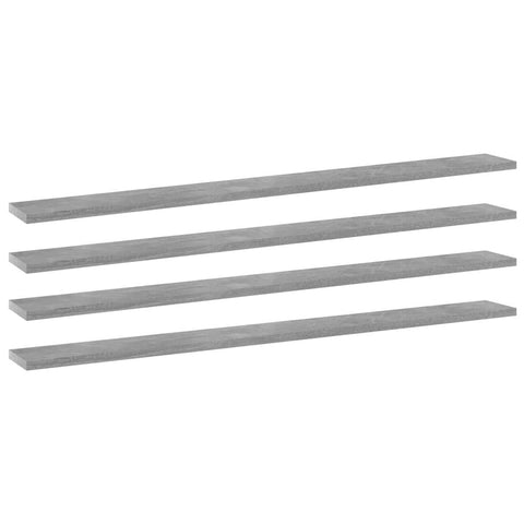 vidaXL Concrete Gray Bookshelf Boards, Engineered Wood, Modern Design, Easy to Clean, Set of 4, Each Measures 39.4"x3.9"x0.6"
