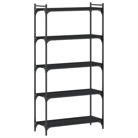 vidaXL Black Bookcase - Sturdy Engineered Wood Construction, 6-Tier Shelf with Robust Metal Frame, Adjustable Feet - 31.5"x11.8"x74"