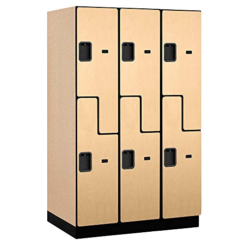 Salsbury Industries 2-Tier "S-Style" Extra Wide Designer Wood Locker with Three Wide Storage Units, 6-Feet High by 18-Inch Deep, Gray