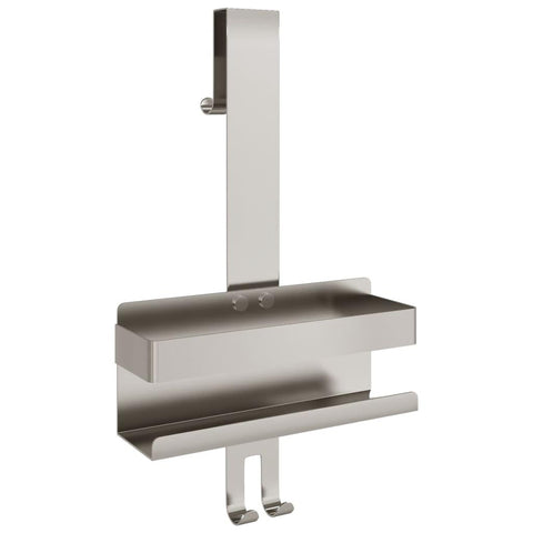 vidaXL Brushed Stainless Steel Hanging Shower Caddy - Towel Hooks, Razor Holder, No Drill Installation, Shower Storage Organizer