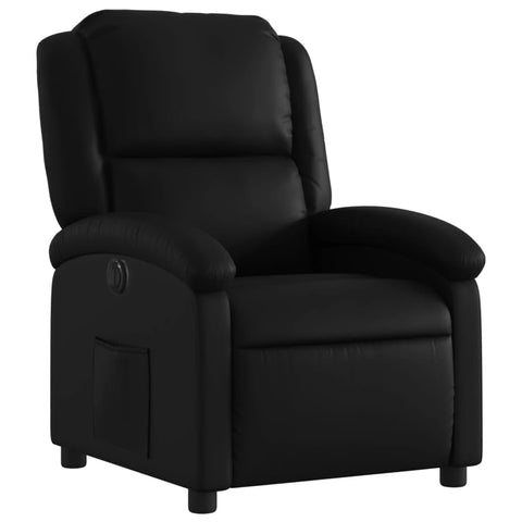 vidaXL Electric Recliner Chair for Elderly - Black Faux Leather Reclining Armchair with Motorized Footrest/Backrest, Side Pocket, and Padded Comfort, Standard, 3205902