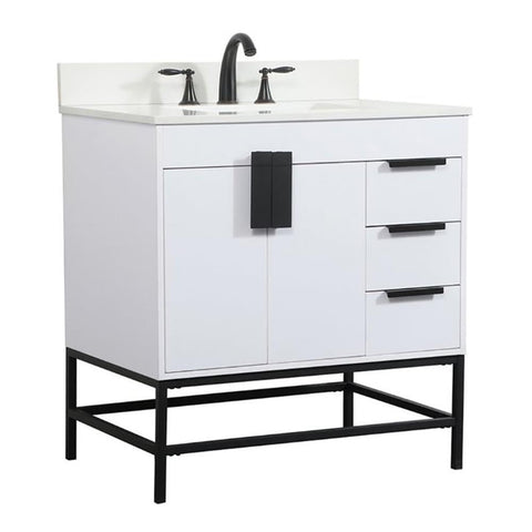 Elegant Decor Eugene 32" MDF Single Bathroom Vanity with Backsplash in White