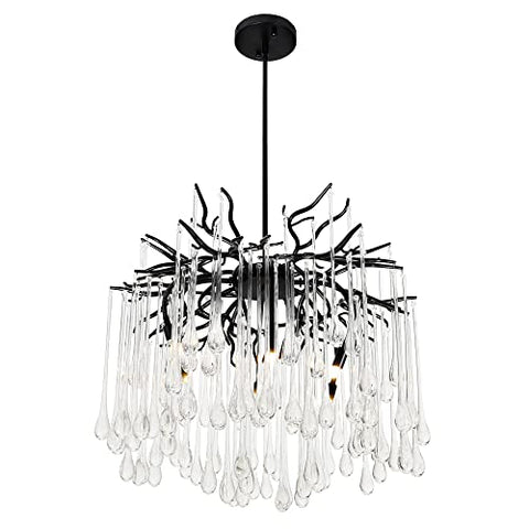 CWI Lighting Modern Statement 26" Black Chandelier for Dining Room Living Room Kitchen Foyer Bedroom Entryway, 6-Light with G9 Bulb Base