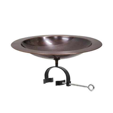 Classic 18" Copper Birdbath with Over Railing Bracket by Achla Designs