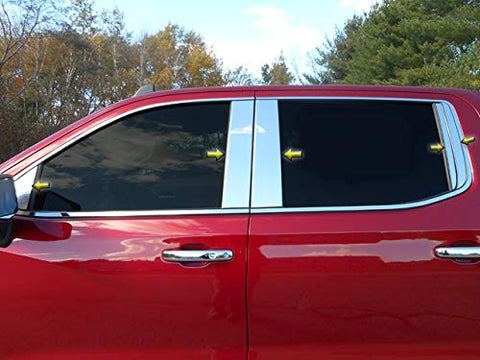 QAA is Compatible with 2019-2026 Chevrolet Silverado 10 Piece Stainless Pillar Post Trim, Includes Front Triangle Piece PP59173
