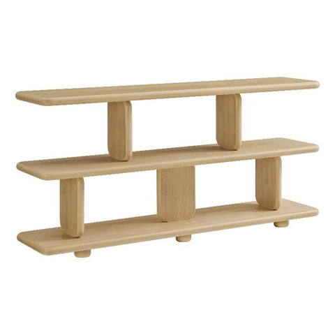 Modway Lyle Sculptural 2-Tier Bookshelf in Natural – Sculptural Open Bookcase – Display Shelf for Living Room, Office, or Bedroom