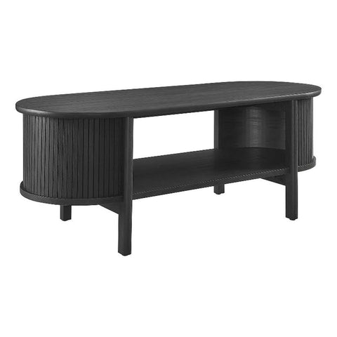 Modway Cadence Oval Coffee Table in [Color] - Mid Century Modern Center Table with Open Storage for Living Room Organization - Wood Grain Fluted Accent Table