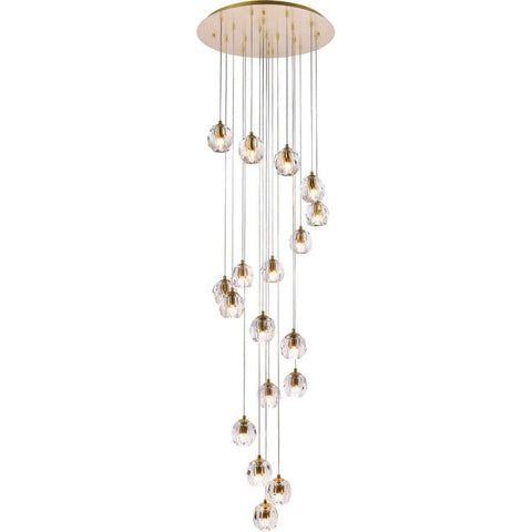 Elegant Lighting Luxurious Eren Adjustable Hanging 18 Lights Pendant for Living Room, Kitchen, Bedroom & Hallway, Gold