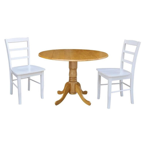 IC INTERNATIONAL CONCEPTS 42 in Dual Drop Leaf Dining Table with 2 Dining Chairs - 3 Piece Dining Set