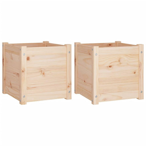 vidaXL | Solid Wood Pine Garden Planters | Set of 2 | DIY-Friendly | 15.7"x15.7"x15.7" with Drainage Holes | Perfect for Gardens, Patios, and Balconies
