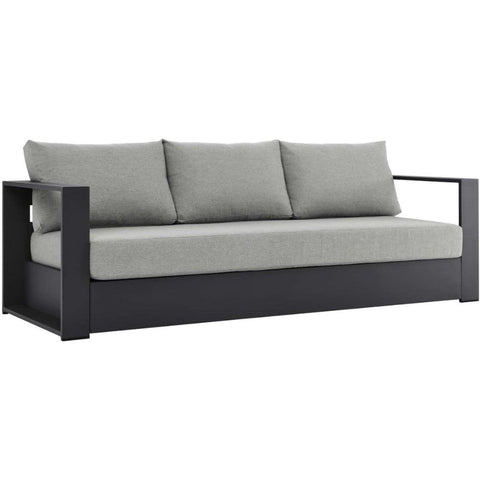 Oakestry Tahoe Patio Aluminum Sofa with Gray Finish Durable All Weather Outdoor Seating Modern Aluminum Sofa for Garden Backyard Porch Patio Furniture Comfortable Lounge Seating