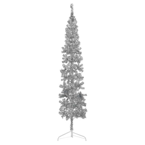 vidaXL Artificial Half Christmas Tree Silver PVC, Steel Extra Tall