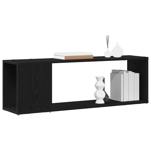 vidaXL Minimalist Black Oak TV Stand with Floating Shelf for 39.4 in TVs Engineered Wood Matte Finish Ample Storage Living Room Decor & Media Accessories Entertainment Center Furniture Wall Mounted