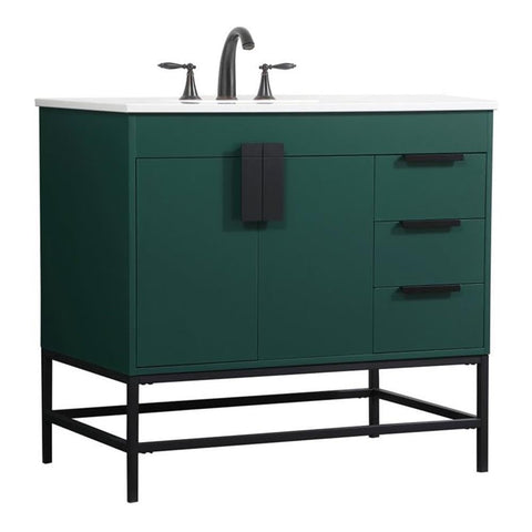 33.5 x 22 x 36 in. Single Bathroom Vanity, Green