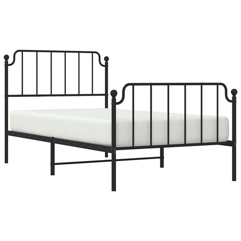 vidaXL Twin XL Metal Bed Frame with Headboard and Footboard, Under Bed Storage Space, Sturdy Steel Construction and Easy Assembly, Minimalist Style, Black, 12'' High, Without Mattress