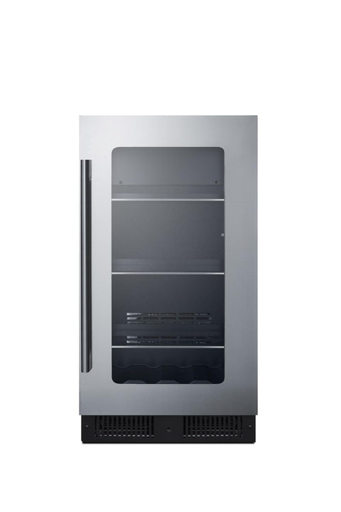Summit 18” Wide Beverage Center, 3.2 cu.ft. Capacity, Stainless Steel & Glass- CL181WBV