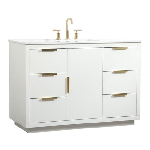 Elegant Decor Blake 48" Aluminum Alloy MDF Single Bathroom Vanity in White