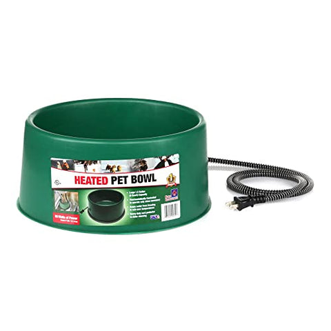 Farm Innovators Heated Pet Water Bowl, 60W Heated Water Dish - 1.5 Gallon Plastic Watering Station with Anti-Chew Cord Protector for Dogs & Cats