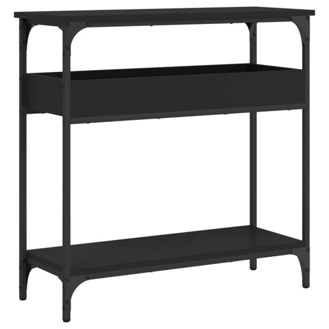 vidaXL Console Table with Adjustable Feet and Shelf - Black, Made from Engineered Wood and Metal for Living Room, Entryway, or Hallway