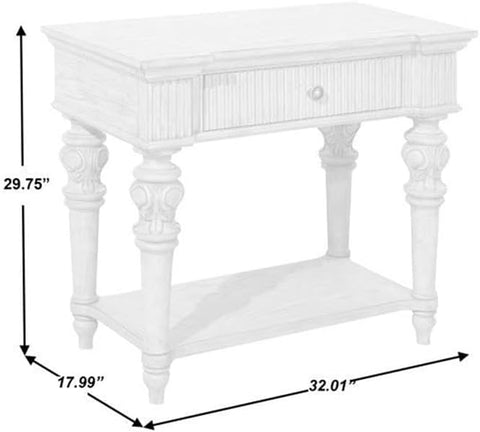 Pulaski Kingsbury 1 Drawer USB Charging Open Wood Nightstand in French Gray