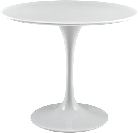 Oakestry Lippa 36" Mid-Century Modern Dining Table with Round Top and Pedestal Base in White
