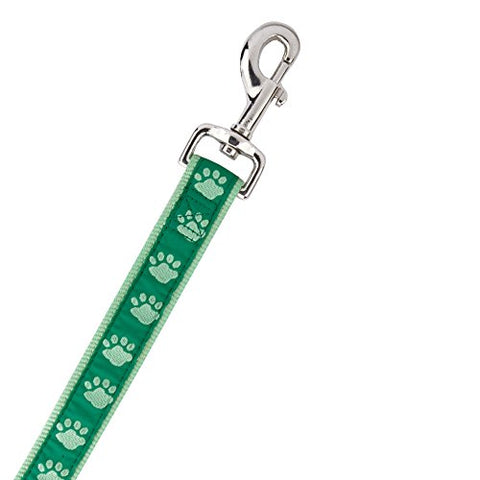 Guardian Gear Nylon Two-Tone Pawprint Dog Leash, 6-Feet x 1-Inch Lead, Green