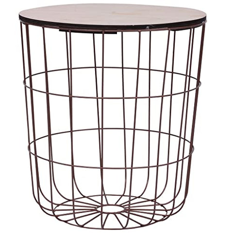 vidaXL Industrial Coffee Table in Copper with Removable Tray Top | Round MDF Surface and Sturdy Metal Frame Ideal for Living Room Decorative Functional Design 15.6 in Diameter Decor Style Side Accent