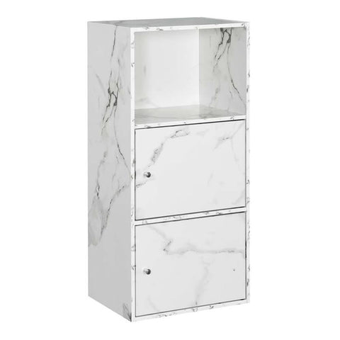 Convenience Concepts Xtra Storage 2 Door Cabinet with Shelf, White Faux Marble
