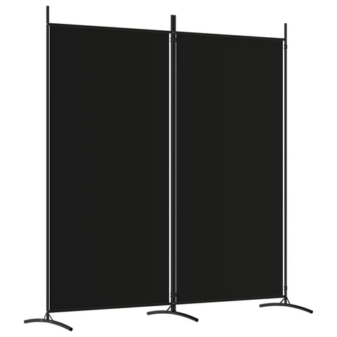 vidaXL Modern 2-Panel Room Divider, Black, 68.9" x 70.9", Durable 100% Polyester Fabric, Foldable Screen, Sunlight Blocker, Space Partition, Easy Assembly