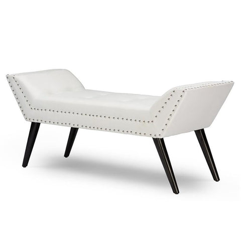 Wholesale Interiors Baxton Studio Tamblin Modern and Contemporary Faux Leather Upholstered Large Ottoman Seating Bench, White
