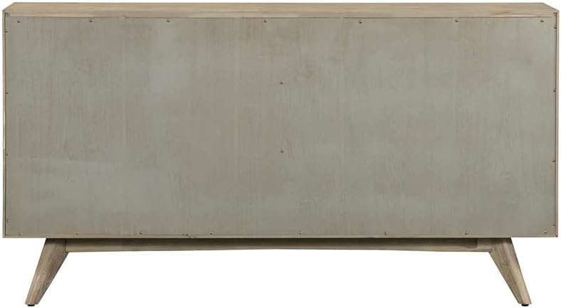 Armen Living Baly Acacia Mid-Century 6 Drawer Dresser, Gray Sandblast Summer/Black Handle