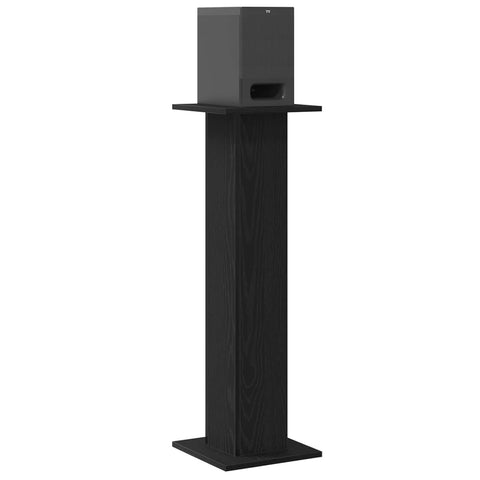 vidaXL Wooden Speaker Stands Black Oak Finish 11.8 x 37.4 in Elegant Support for Living Room and Home Theater High Stability Durable Design Ideal Audio Enhancements Tall Modern Sturdy Speakers