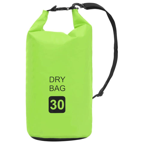 vidaXL Green 7.9 Gallon Waterproof PVC Dry Bag with Adjustable Straps - Protective Backpack for Outdoor Boating, Surfing and Camping Adventures