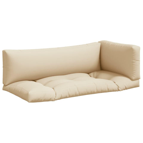 vidaXL Beige Pallet Cushions 3pcs Set - Indoor and Outdoor Sofa Seat, Back and Side Cushions with Soft Hollow Fiber Filling and Durable Water- Polyester Fabric