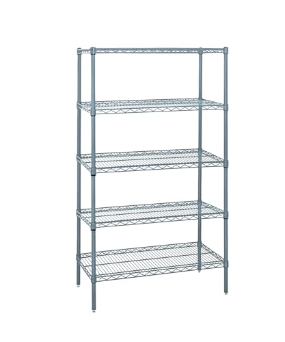 Quantum Storage Systems WR86-1430GY-5 Wire Shelving 5 Shelf Starter Units, 14" x 30" x 86", Gray Epoxy