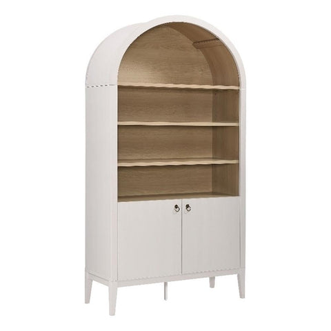 Modway Nolan Tall Arched Storage Display Cabinet in Ivory - 74 Inch Arch Bookshelf with Open and Closed Shelving - Modern Accent Cabinet for Living Room, Dining Room