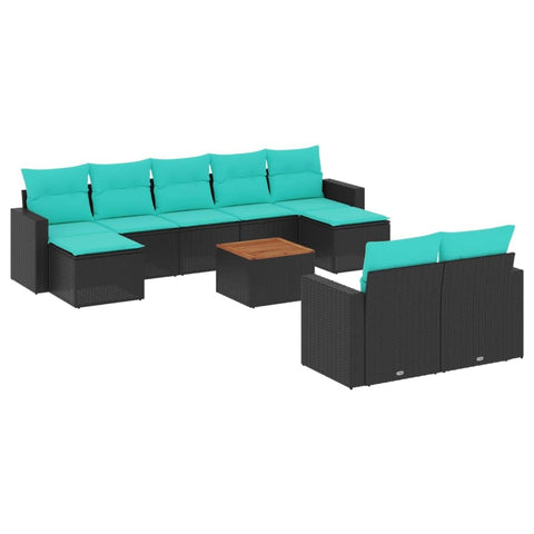 vidaXL Patio Sofa Set with Cushions 10 Piece, Outdoor Conversation Set with Storage, Patio Furniture Set, Modern Style, Black Poly Rattan