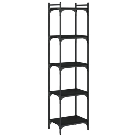 vidaXL 4-Tier Black Bookcase - Engineered Wood and Metal Frame - Adjustable Feet for Stability - Industrial Style Home Decor Bookshelf