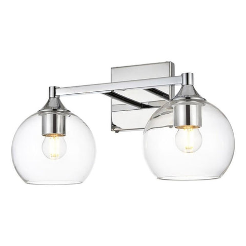 Living District Foster 2-Light Iron & Glass Bath Sconce in Chrome/Clear