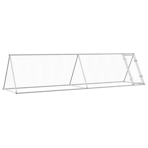 vidaxl Chicken coop - Galvanized Steel Walk-in Hen cage - Poultry Enclosure with Lockable Latch, Silver, 157.5 x 41.3 x 35.8 inches